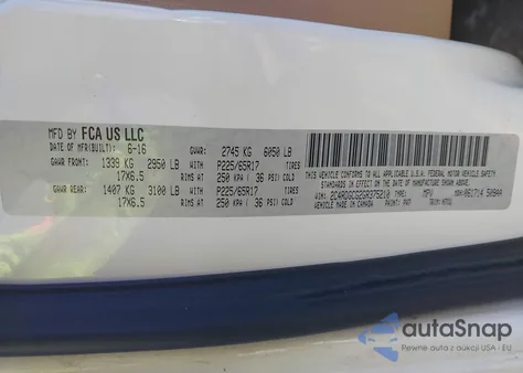 2016 Dodge Grand Caravan Sxt z USA, uszkodzony, nr VIN 2C4RDGCG2GR375210